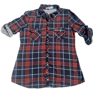 Eden & Olivia Plaid Button Down Top‎ Red/Blue Size Medium
